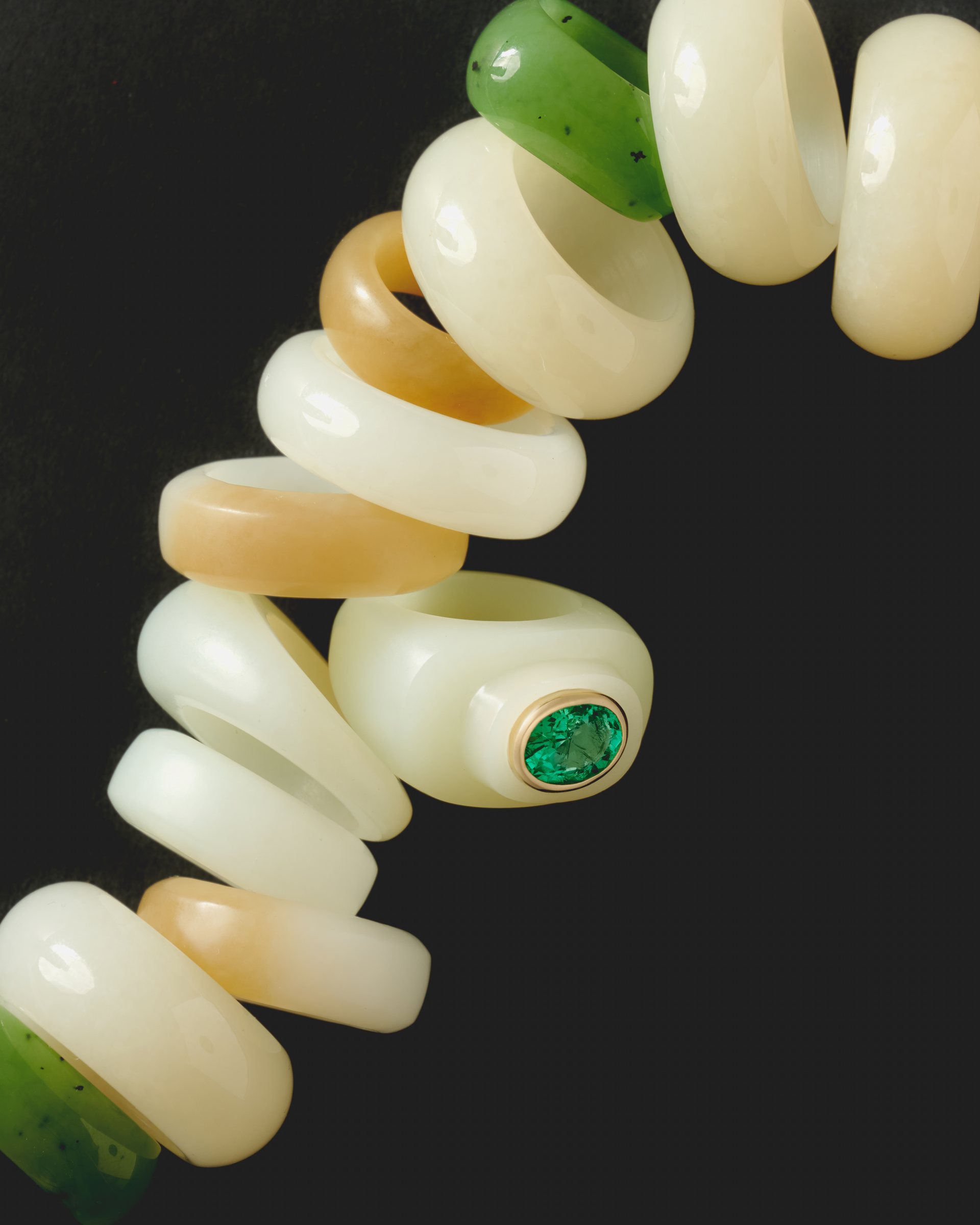 Jade and emerald jewelry detail