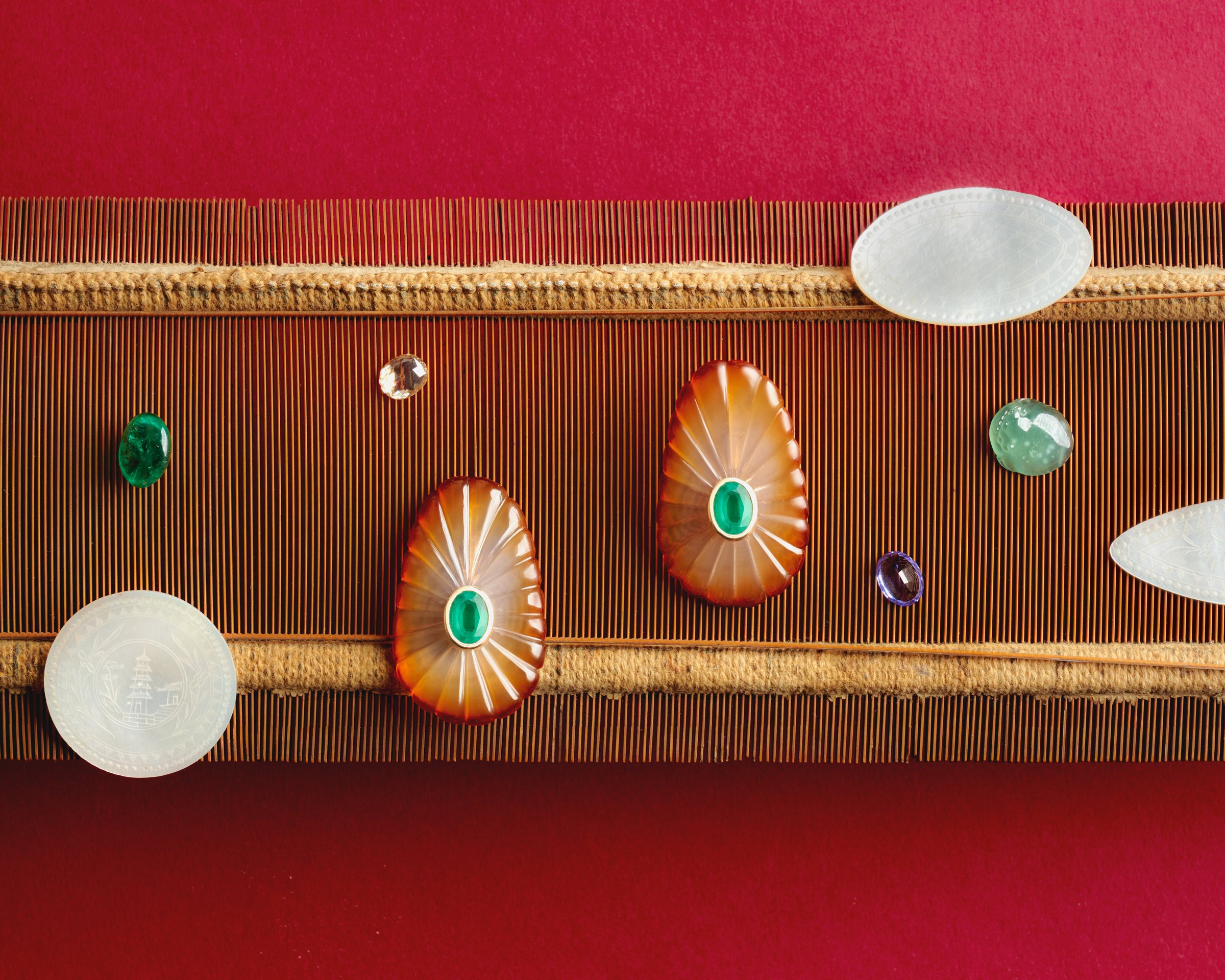 Gemstone and shell earring composition